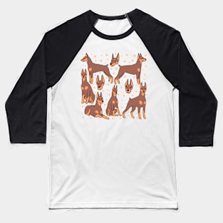 Doberman illustration red and tan Baseball T-Shirt